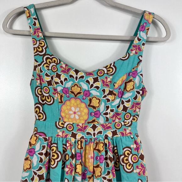 Judith March Womens Small Floral Mini Dress Open Tie Back Retro Pin Up Cottage - Picture 2 of 9